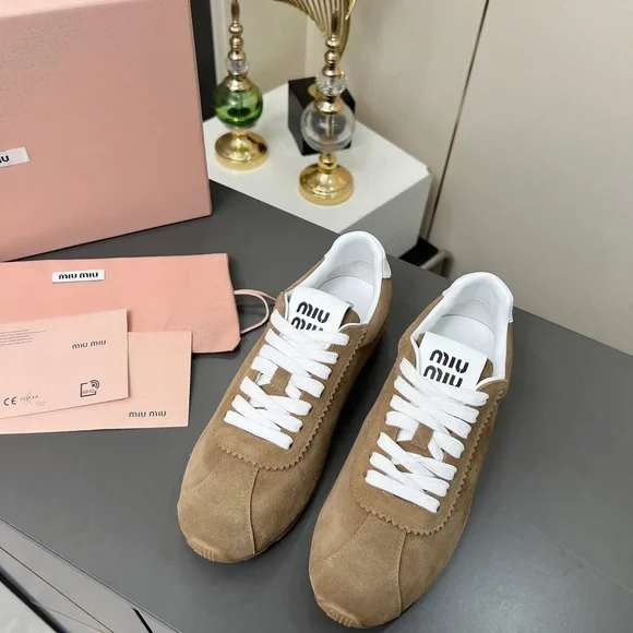 Miu Miu Tan Suede Women's Sneakers